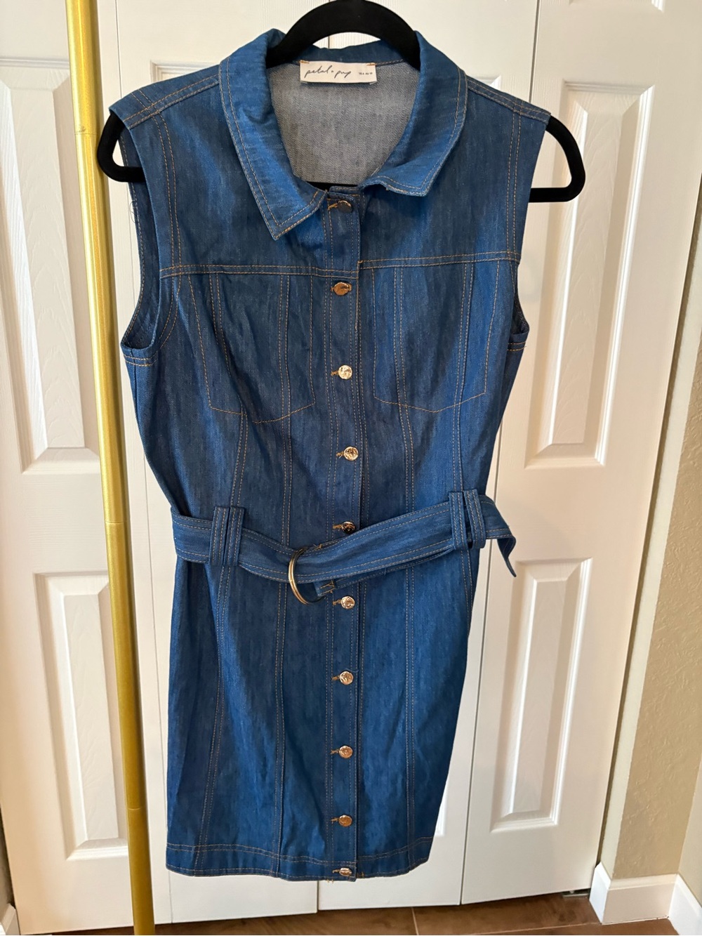 Petal & Pup Denim Shirt Dress in Medium Blue Belted Size 6